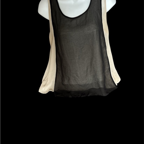 Black and Cream Sheer Sleeveless Top - Picture 8 of 9